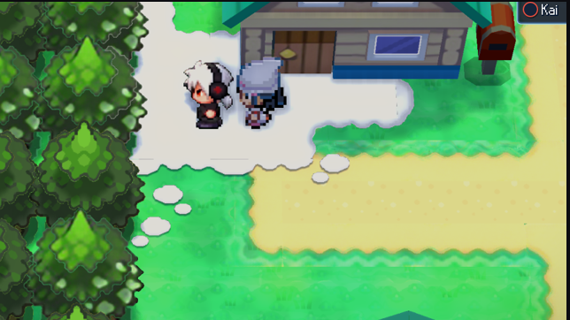 Two differently dressed trainers together outside a house in the shared world.